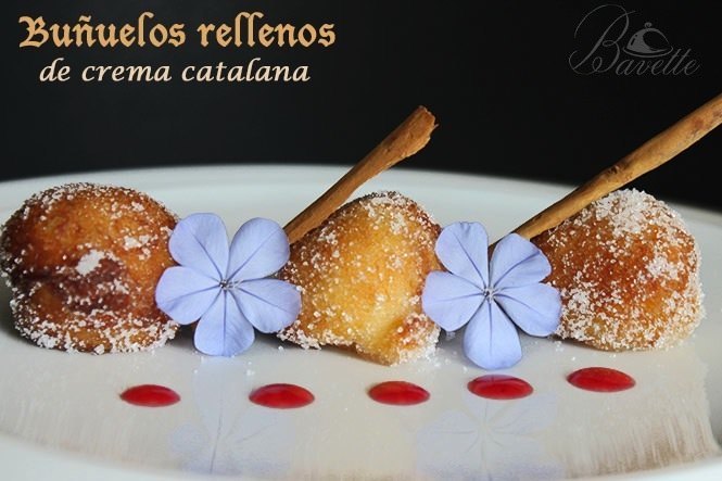 Buñuelos rellenos de crema catalana